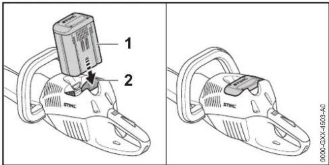 STIHL HSA 66 - Isætning af batteri - 1