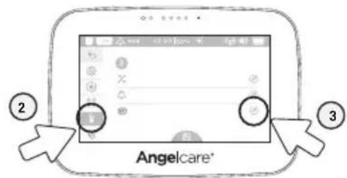 ANGELCARE AC417 - TO ACTIVATE/DEACTIVATE THE CAMERA TEMPERATURE DISPLAY AND COLOR CHANGING MODE: - 1