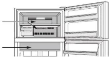 SHARP SJXE680MBK - Iš apatinės spintelės dalies išimkite 2 varžtus ir naudokite juos kojelių dangteliams uždėti. (Kojelių dangteliai yra supakuoti ir įdėti į šaldytuvo kamera.) - 9