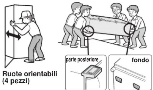 Ruote orientabili (4 pezzi) parte posteriore fondo