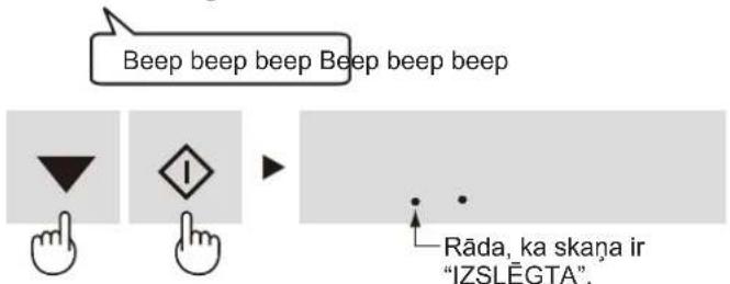 Beep beep beep Beep beep beep Rāda, ka skana ir "IZSLēGTA".