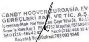 ROSIERES RHG 6 DD MX - CANDY-HOOVER-EUROASIA EV GERECLERI SAN VE TIC. A.S. - 1