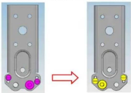 CANDY CMNET 6182WWIFI - Montage de la porte et des accessoires de la charnière inférieure dans les positions correspondantes - 3