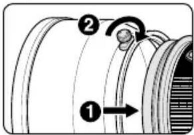 NIKON Nikkor AFS 200mm f2G ED VR II - Připevnění sluneční clony - 1