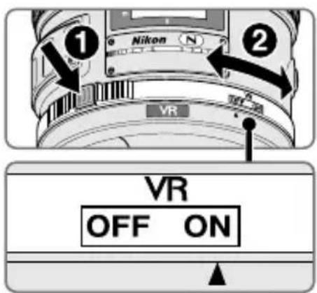 NIKON Nikkor AFS 200mm f2G ED VR II - Setting the vibration reduction ON/OFF ring switch - 1
