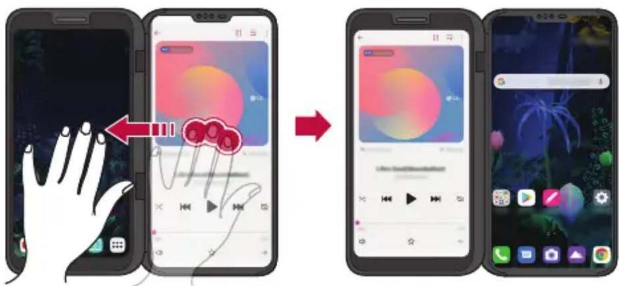 LG LMV500EM - Passaggio tra le schermate delle app sul dual screen - 2