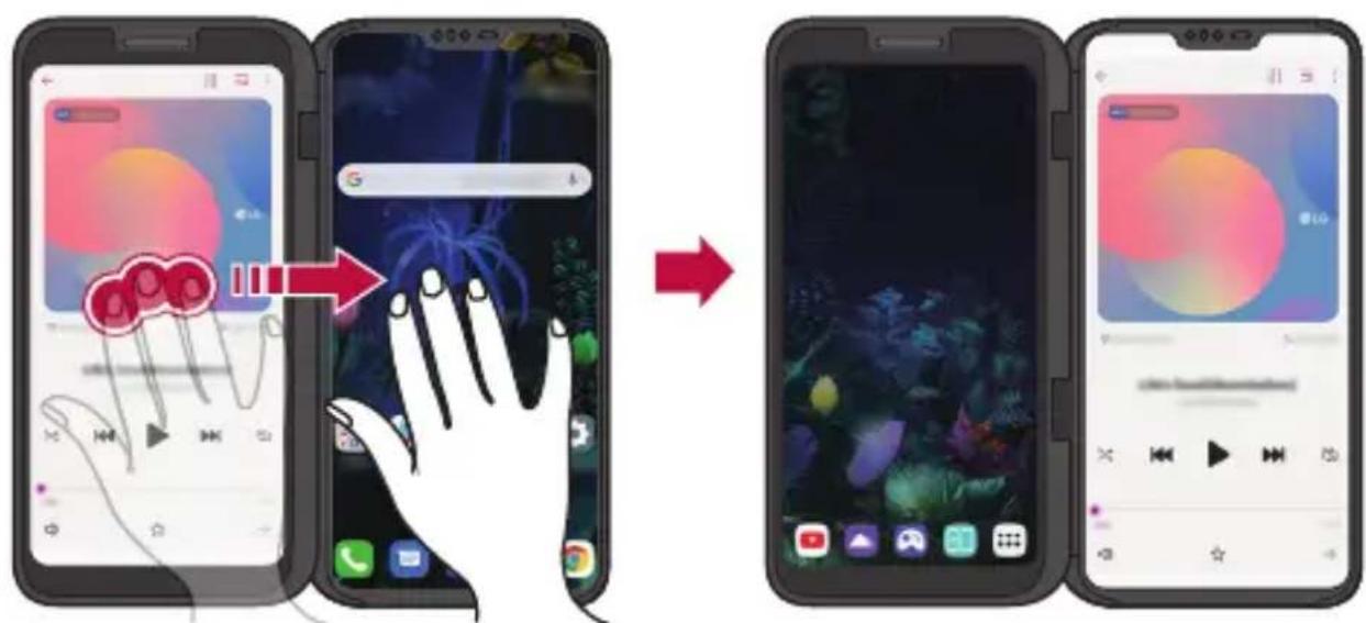 LG LMV500EM - Passaggio tra le schermate delle app sul dual screen - 1