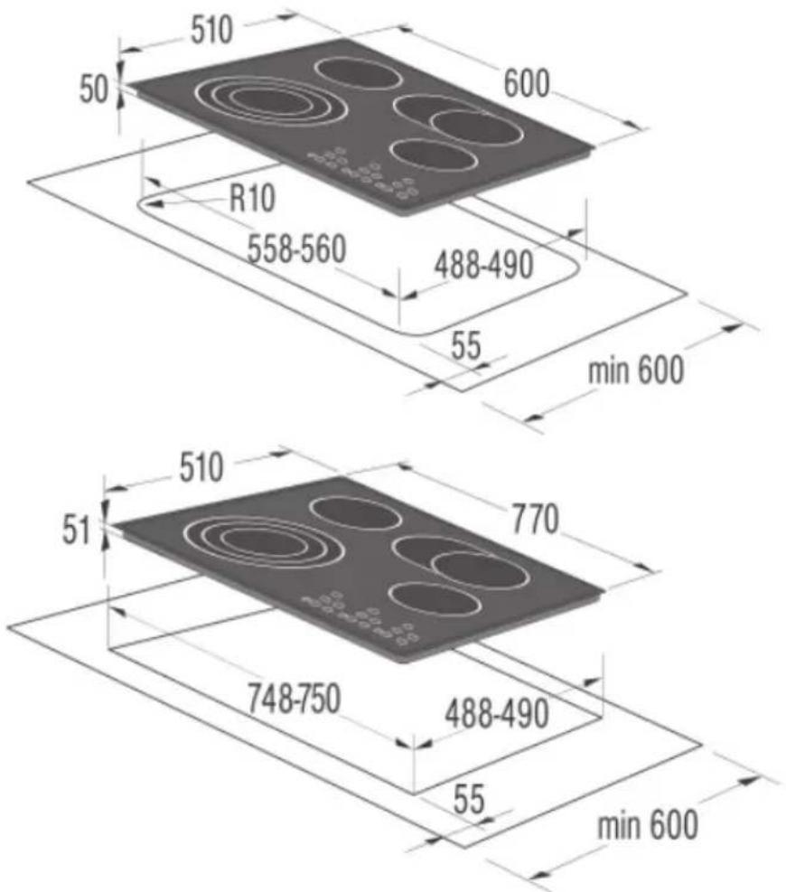 Pelgrim CKT845 - Worktop cutout dimensions - 1