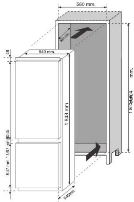 ROSIERES RBBS 174 - DIMENSIONS DU PRODUIT ET COMPARTIMENT ENCASTRE - 2