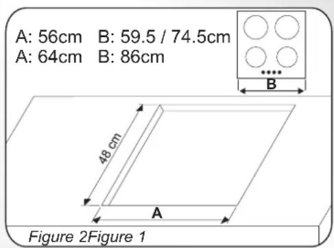 A: 56cm B: 59.5 / 74.5cm A: 64cm B: 86cm 48 cm Figure 2Figure 1