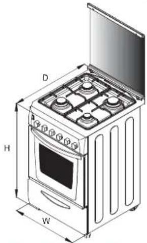 ROSIERES RCG 5921 RB CH - DIMENSIONS OF THE APPLIANCE - 1