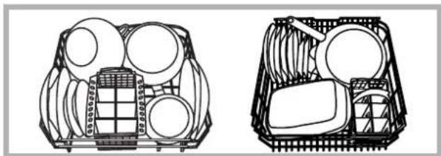 INDESIT DI 623 - Loading examples for the lower rack - 1