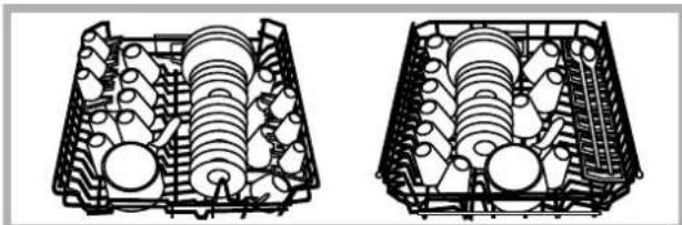 INDESIT DI 623 - Loading examples for the upper rack - 1