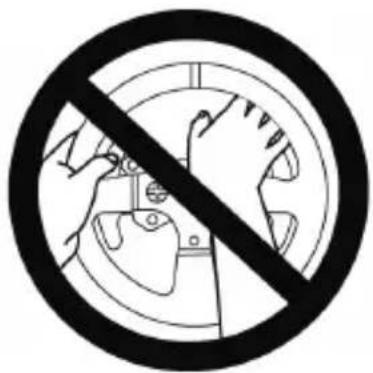 Prohibition sign with hand holding a device, crossed out by a diagonal line, indicating no protection or disapproval.