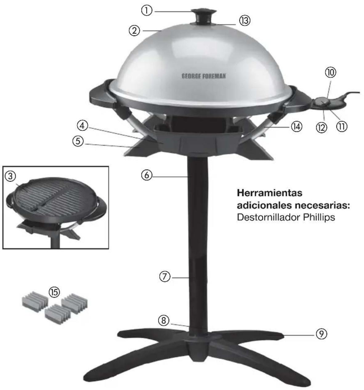 GEORGE FOREMAN GFO200SSP - CONOZCA SU PARRILLA DE ASAR - 1