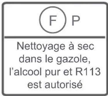 F P Nettoyage à sec dans le gazole, l'alcool pur et R113 est autorisé