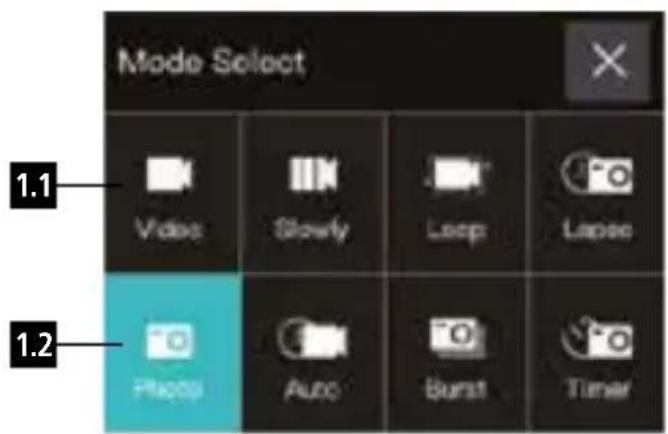 ROLLEI Actioncam 6s Plus - Menu režimu: - 2