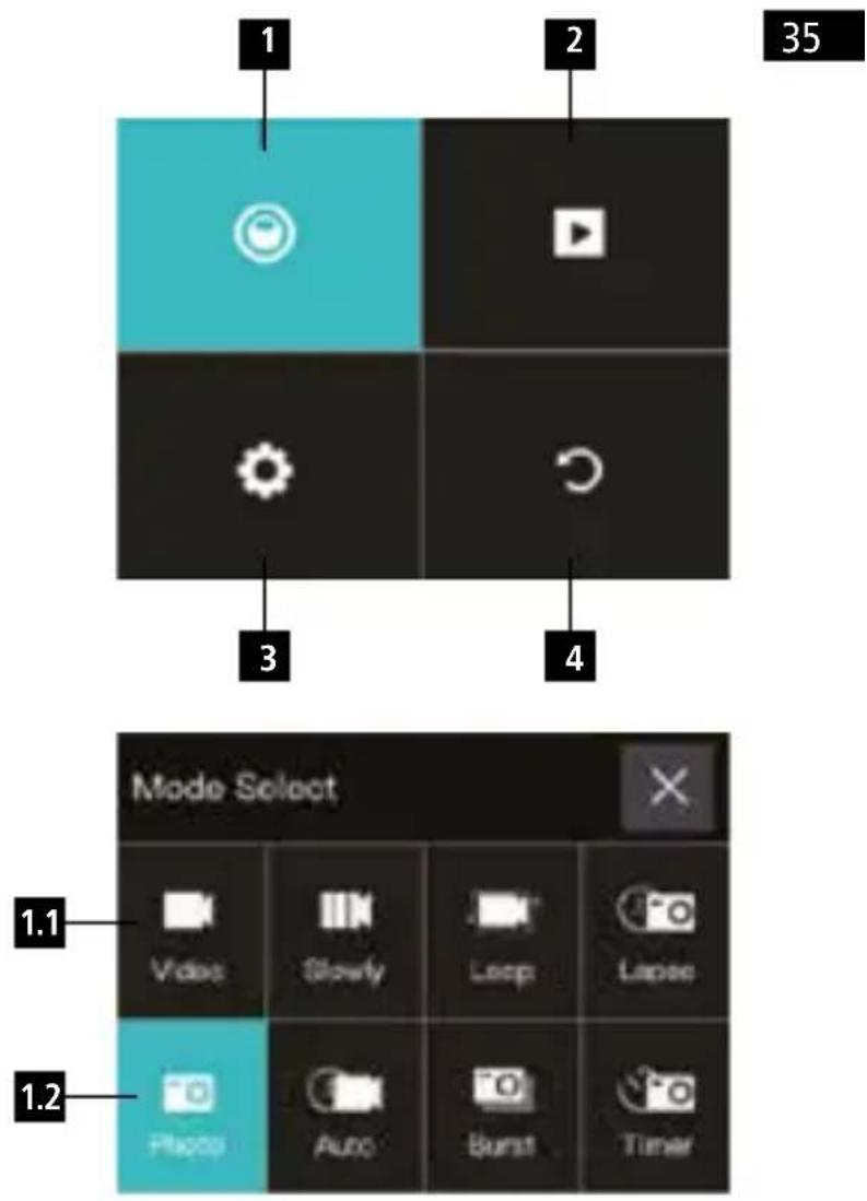 ROLLEI Actioncam 6s Plus - Menu de modo - 1