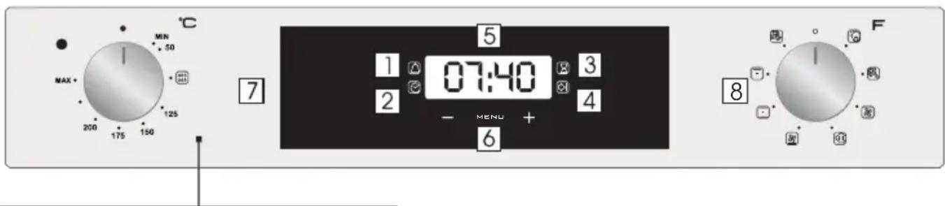 HOOVER HOT3161WIE - Opis wyświetlacza (w pełni dotykowy, piekarnik dwukomorowy) - 1