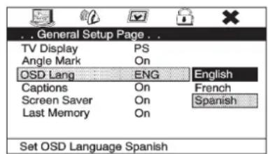 CADILLAC Escalade (2014) - Utilisation des menus affichés à l'écran (OSD) du rse de base - 1