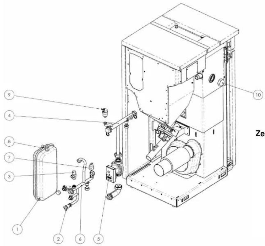 Cola Domusfire HR C39 - Serienmäßige Bauteile des Wasserkreises - 1