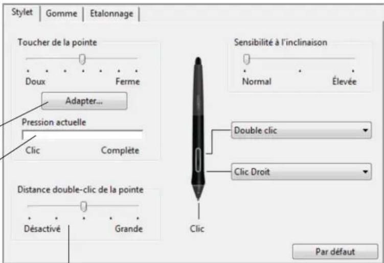 WACOM CintiQ Companion Hybrid - RÉGLAGE DU TOUCHER DE LA POINTE ET DU DOUBLE-CLIC - 1
