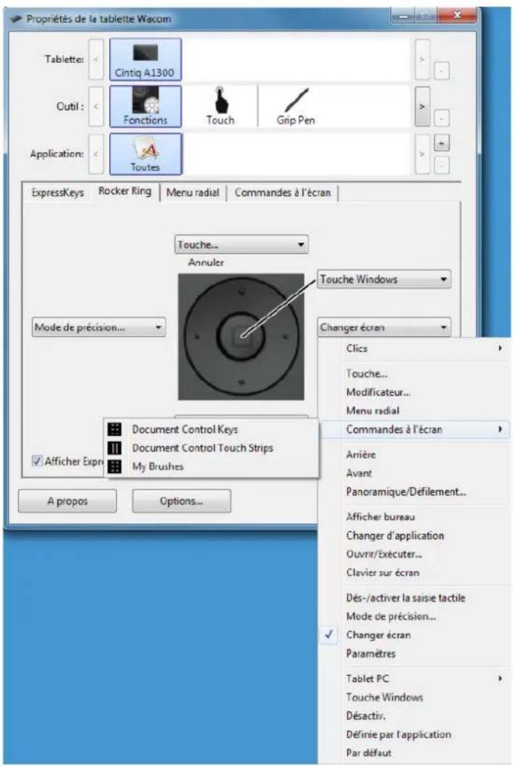 WACOM CintiQ Companion Hybrid - AFFECTATION DES PANNEAUX AUX EXPRESSKEYS ET AUX BOUTONS DU ROCKER RING - 1