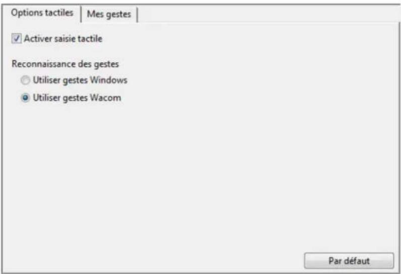 WACOM CintiQ Companion Hybrid - RÉGLAGE DES OPTIONS DES MOUVEMENTS TACTILES - 1