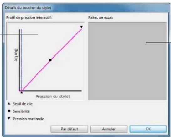 WACOM CintiQ Companion Hybrid - PARAMÈTRES AVANCÉS LIÉS À LA PRESSION DE LA POINTE ET DE LA GOMME - 1