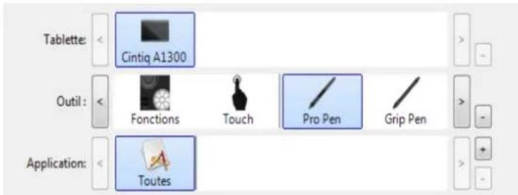 WACOM CintiQ Companion Hybrid - PARAMÈTRES SPÉCIFIQUES À UNE APPLICATION - 1