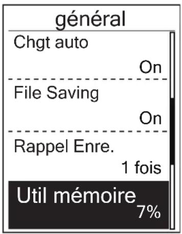 Bryton Rider 530 - Visualiser utilisation mémoire - 1