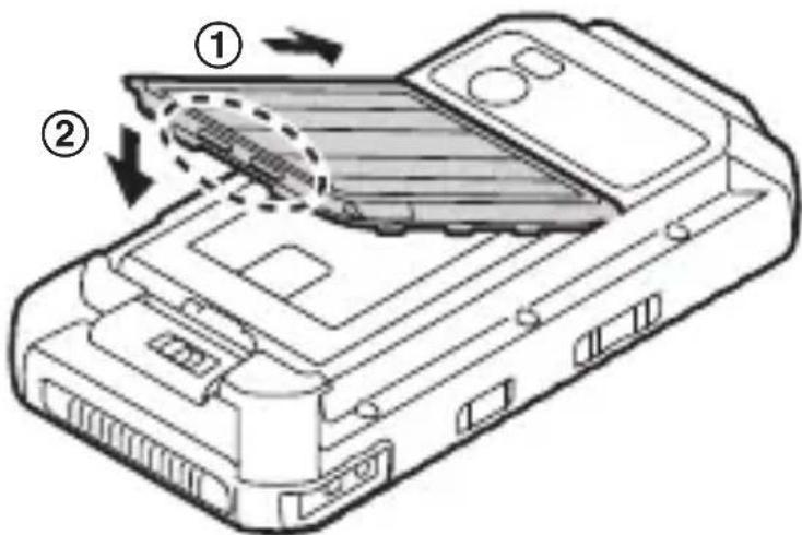PANASONIC FZE1 - Fixation du cache de la batterie - 1