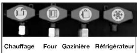 Fendt Diamant 520 SFDSF (2016) - Les pictogrammes situés sur les robinets d'arrêt de gaz ont les significations suivantes : - 1