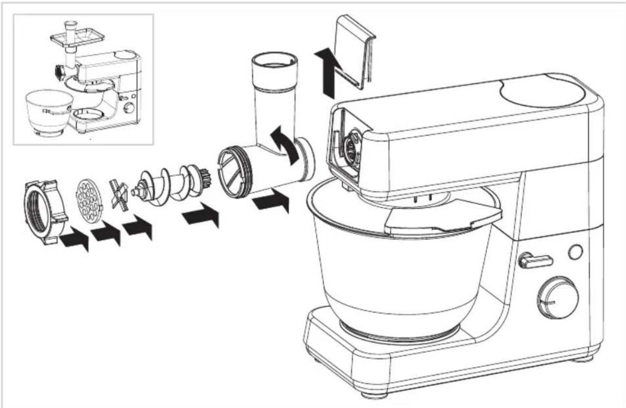 BESTRON AKM1600S - OPERATION - Using the grinder to grind meat - 1