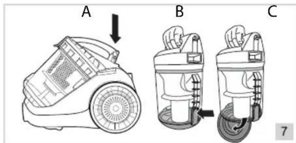 BESTRON Ecosenzo Plus ABL930WT - CLEANING AND MAINTENANCE - Removing waste from the dust container - 1