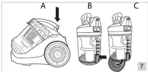 BESTRON Ecosenzo Plus ABL930WT - PULIZIA E MANUTENZIONE - Rimozione della sporcizia dal serbatoio raccoglipolvere - 1
