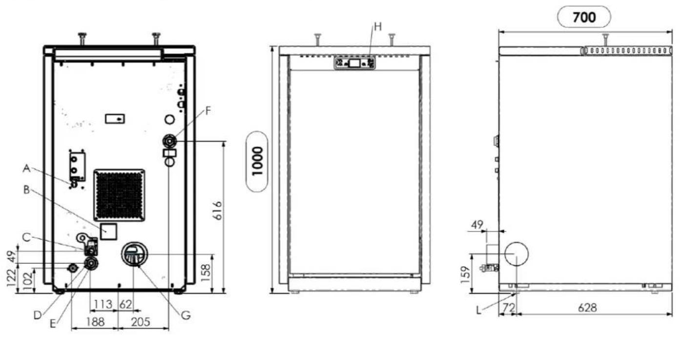 Cola Termo Plus 18 - Ingombri termo-stufa pellet TERMOPLUS 18 - 1