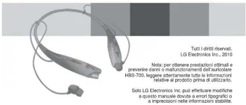 LG HBS700 - Manuale per l'utente dell'Auricolare stereo BLUETOOTH HBS-700 - 1