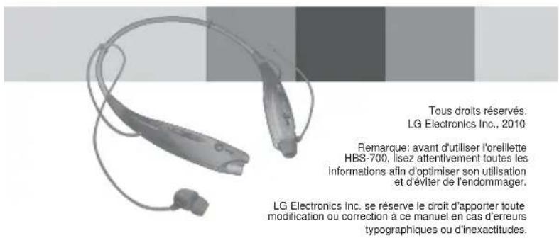 LG HBS700 - Page de couverture Casque stéreo BLUETOOTH® HBS-700 - 1