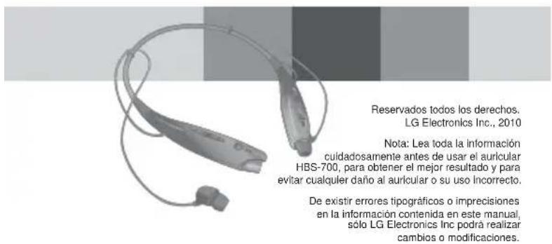 LG HBS700 - BLUETOOTH® HBS-700 Manual del usuario - 1