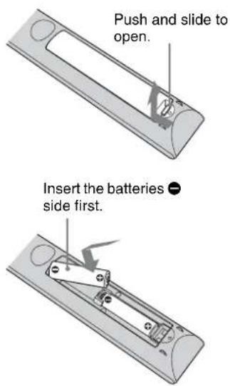 SONY VPLVW5000ES - Inserting the Batteries into the Remote Control - 1