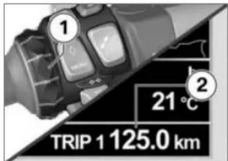 BMW K 1600 GTL (2018) - Remetre a zéro le compteur kilométrique journalier - 1