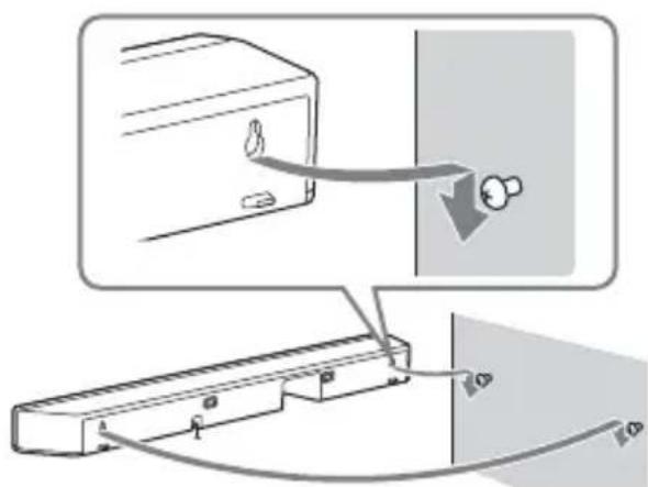 SONY HTX9000F - Collez le calibre de montage MURAL (fourni) sur le mur. - 3