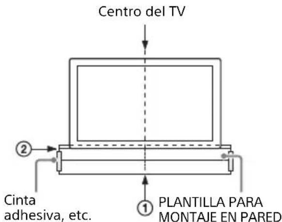 SONY HTX9000F - Adhiera la PLANTILLA PARA MONTAJE EN PARED (suministrado) en una pared. - 1