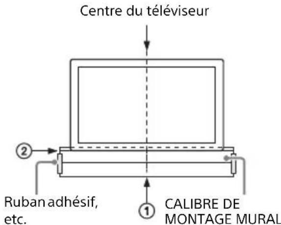 SONY HTX9000F - Collez le calibre de montage MURAL (fourni) sur le mur. - 1