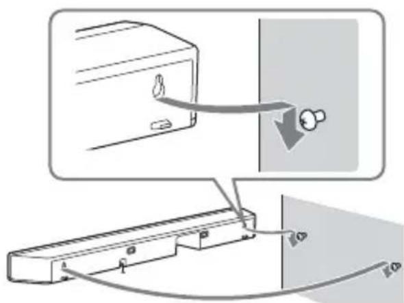 SONY HTX9000F - Adhiera la PLANTILLA PARA MONTAJE EN PARED (suministrado) en una pared. - 3