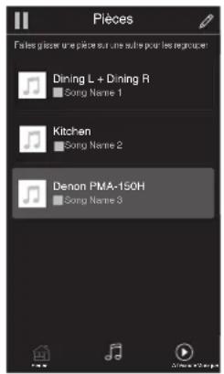 DENON PMA150H - Appuyez sur l'onglet "Pièces". Sélectionnez "Denon PMA-150H" si vous disposez de plusieurs appareils HEOS. - 2
