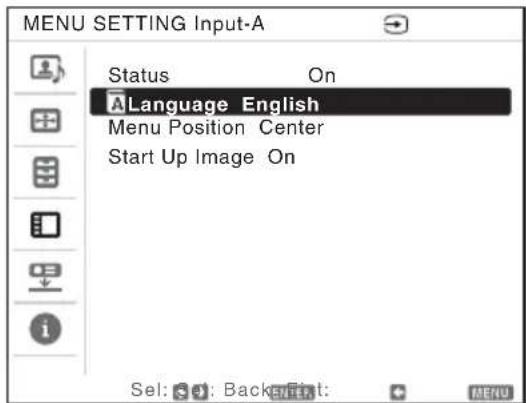 SONY VPLCX276 - メニューネの表示言語を切除替える - 2