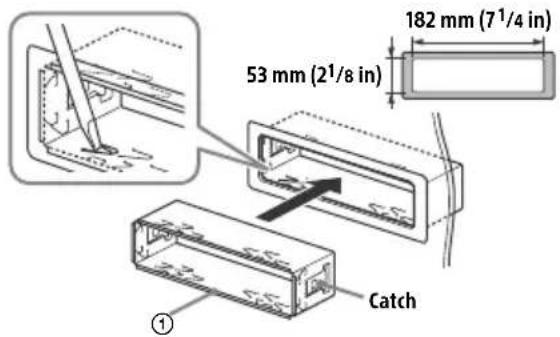 182 mm (7^1/4 in) 53 mm (2^1/8 in) Catch ①