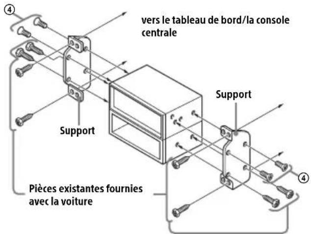 ④ vers le tableau de bord/la console centrale Support Support Pièces existantes fournies avec la voiture ④